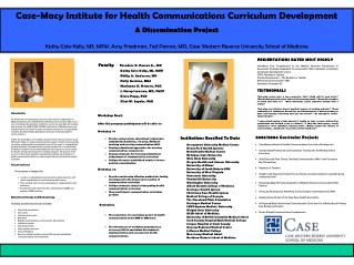 Case-Macy Institute for Health Communications Curriculum Development A Dissemination Project