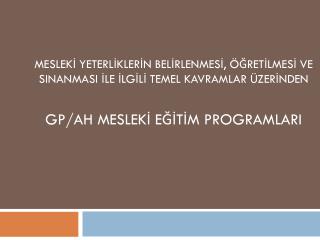 MESLEKİ YETERLİKLERİN BELİRLENMESİ, ÖĞRETİLMESİ VE SINANMASI İLE İLGİLİ TEMEL KAVRAMLAR ÜZERİNDEN