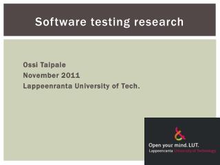 Software testing research