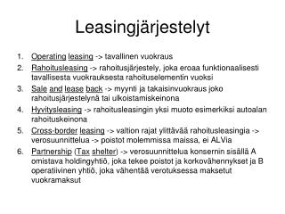 Leasingjärjestelyt