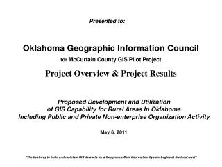 Proposed Development and Utilization of GIS Capability for Rural Areas In Oklahoma