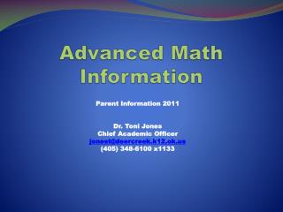 Advanced Math Information