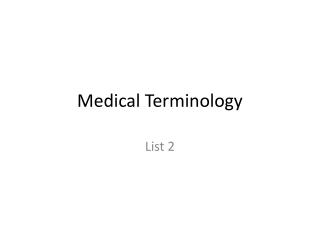 Medical Terminology