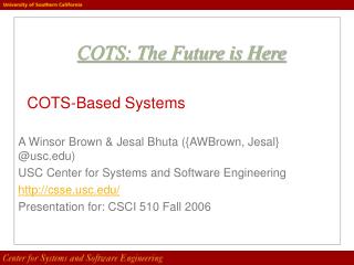 COTS-Based Systems