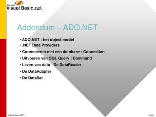 Addendum – ADO.NET