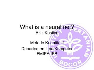What is a neural net? Aziz Kustiyo