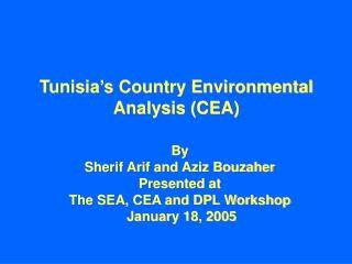 Tunisia’s Country Environmental Analysis (CEA)