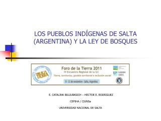 LOS PUEBLOS INDÍGENAS DE SALTA (ARGENTINA) Y LA LEY DE BOSQUES