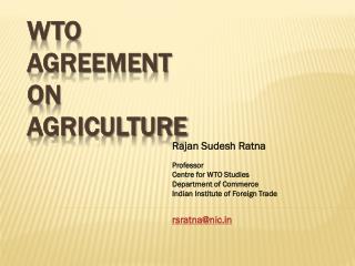 WTO AGREEMENT ON AGRICULTURE