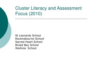 Cluster Literacy and Assessment Focus (2010)