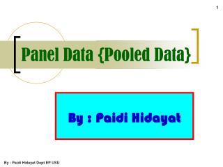 Panel Data {Pooled Data}