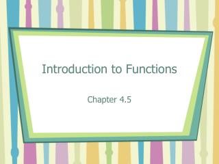 Introduction to Functions