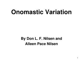 Onomastic Variation