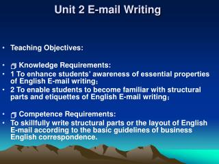 Unit 2 E-mail Writing