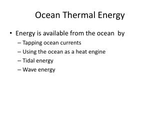 Ocean Thermal Energy