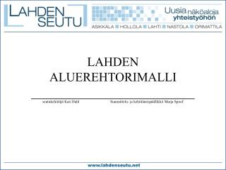 Koordinointi: Oman alueen edustaja ja yhdyshenkilö
