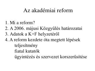 Az akadémiai reform