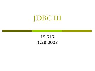 JDBC III