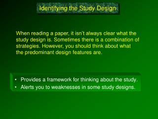 Identifying the Study Design