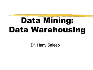 Data Mining: Data Warehousing