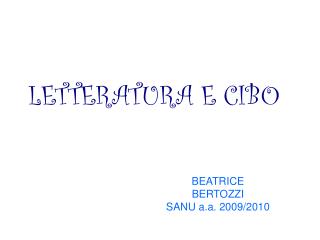 BEATRICE BERTOZZI SANU a.a. 2009/2010