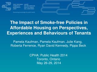CPHA: Public Health 2014 Toronto, Ontario May 26-29, 2014