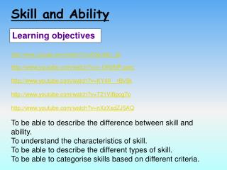 Skill and Ability