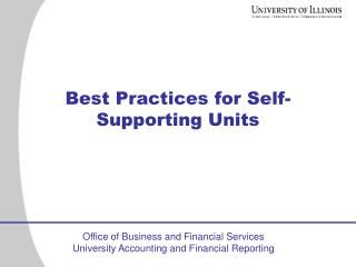 Best Practices for Self-Supporting Units