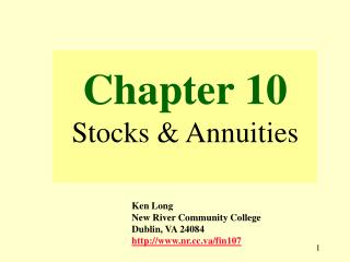 Chapter 10 Stocks & Annuities