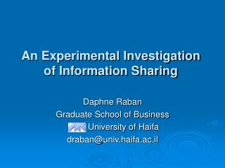 An Experimental Investigation of Information Sharing