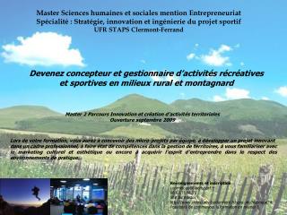 Master Sciences humaines et sociales mention Entrepreneuriat