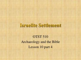 Israelite Settlement