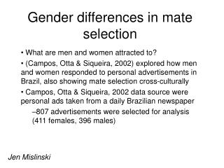 Gender differences in mate selection