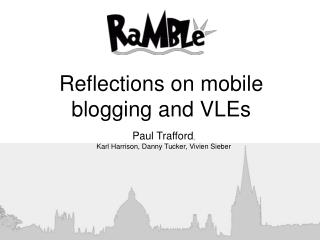 Reflections on mobile blogging and VLEs