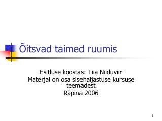 Õitsvad taimed ruumis