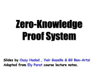 Zero-Knowledge Proof System