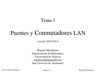 Tema 1 Puentes y Conmutadores LAN (versión 2010-2011)