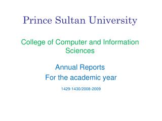 Prince Sultan University College of Computer and Information Sciences