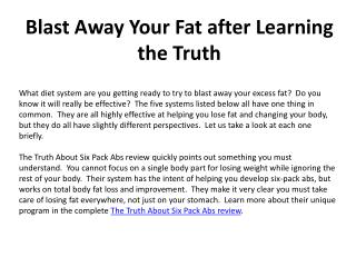 Blast Away Your Fat after Learning the Truth