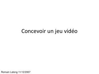 Concevoir un jeu vidéo
