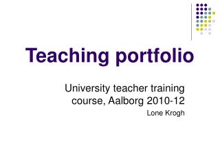 Teaching portfolio