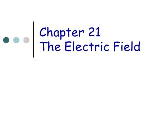 Chapter 21 The Electric Field