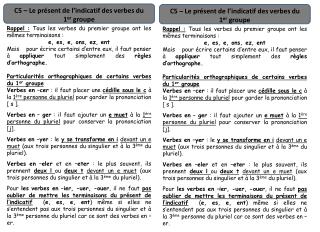 C5 – Le présent de l’indicatif des verbes du 1 er groupe