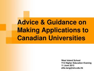 Advice &amp; Guidance on Making Applications to Canadian Universities