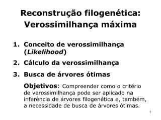 Reconstrução filogenética: Verossimilhança máxima