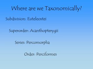 Where are we Taxonomically?