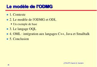 Le modèle de l'ODMG