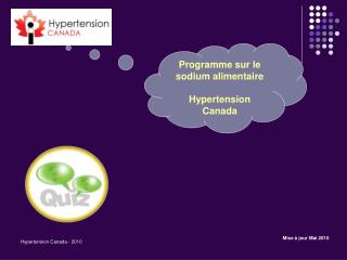 Programme sur le sodium alimentaire Hypertension Canada