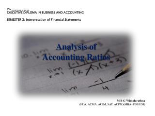 Analysis of Accounting R atios