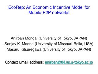 EcoRep: An Economic Incentive Model for Mobile-P2P networks